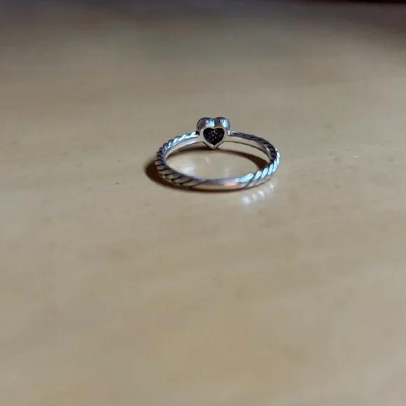 David Yurman Silver Collectibles Heart Pave Diamond Ring - Picture 2 of 4